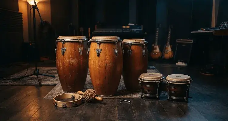 Percussion instruments for studying and replacing a rhythm